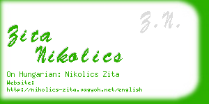 zita nikolics business card